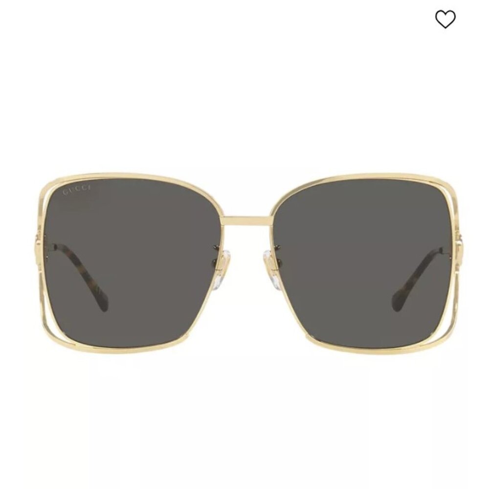 Brand NEW Gucci Gold Grey Metal Oversized Sunglasses - Picture 2 of 6